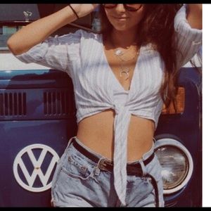 Beachy tie in front cover up crop top